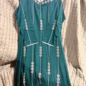 Elegant Teal and White Women's Dress